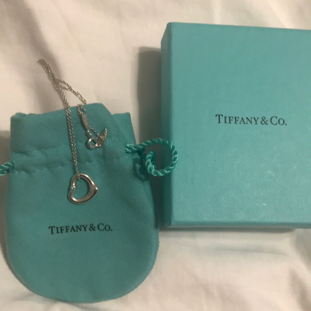 Tiffany & co Open Heart Necklace with Aquamarine